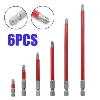 

6pcs Screwdriver Bits 1/4'' hex shank Anti-slip Drill 25/50/70/90/127/150mm