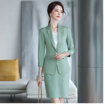 

Summer 2020 new ladies casual professional skirt suit office suit feminine Slim-fit striped ladies blazer Elegant skirt