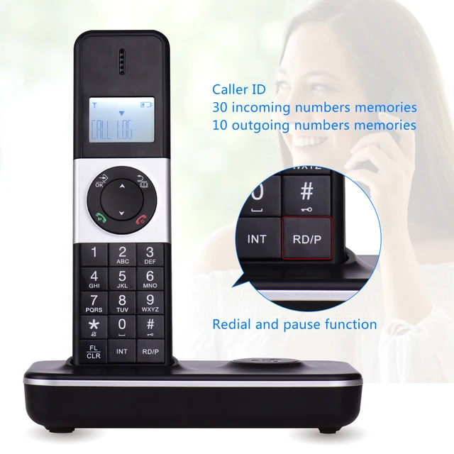Sistema de teléfono inalámbrico expandible con respuesta telefónica, 3  líneas, pantalla LCD, llamadas manos libres, 16 idiomas para oficina -  AliExpress