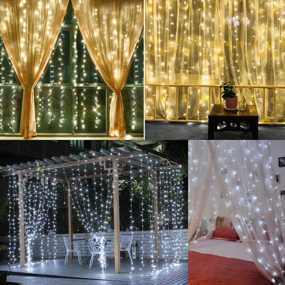 

3M*3M LED Wedding Party patio Decor fairy Light christmas garland Star lamp Curtain outdoor string Light Lamp string new year