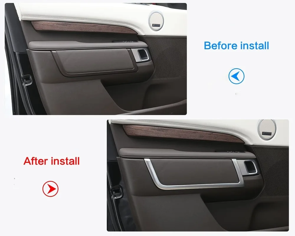 Car Interior Door Decoration Strips Trim For Land Rover Discovery 5 2017 ABS Matte Chrome Accessories Styling 4Pcs/set | Автомобили и