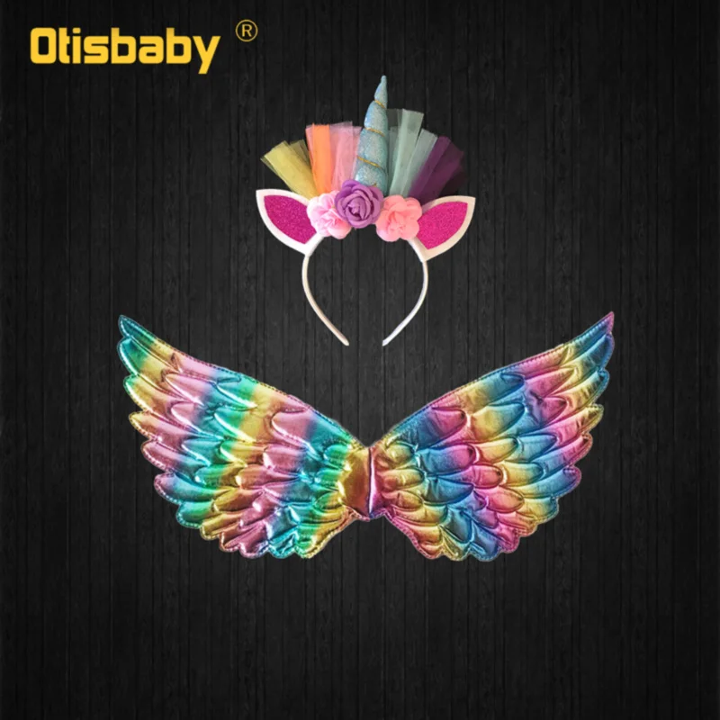 HeadwearWings Комплект из 3 предметов для девочек; Радужное платье с единорогом; Bebe; Розовая Одежда с лошадью; Детский костюм радужной пони на Хэллоуин; платье для дня рождения для маленьких девочек - Цвет: HeadwearWings