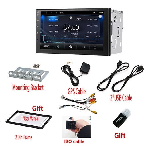 Автомагнитола 2 din Android 7 1 GPS Wi Fi Bluetooth четырехъядерный процессор сенсорный экран