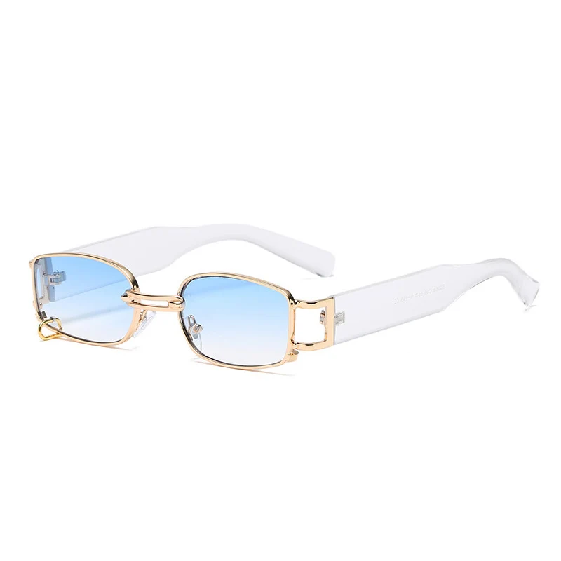 SO&EI Fashion Small Rectangle Punk Sunglasses Women Brand Designer Vintage Metal Ring Decoration Men Sun Glasses Shades_voghion.com