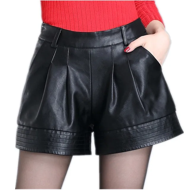 Plus Size Women High Waist Pu Leather 