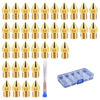 

35Pieces 3D Printer Nozzles MK8 Nozzle 0.4mm Extruder Print Head with Free Storage Box for 3D Prin with Cleaning Needle