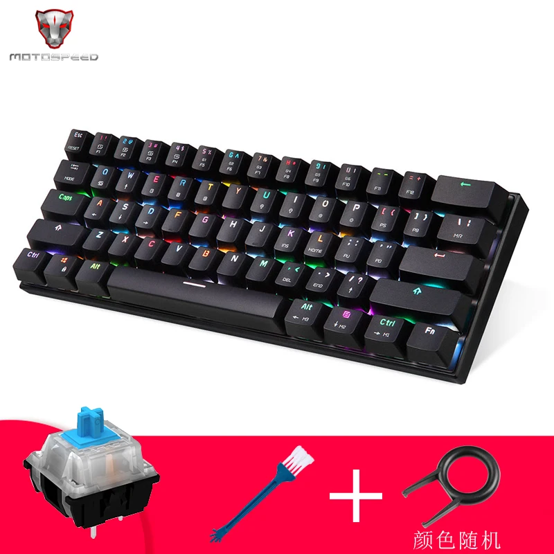 Black green shaft CK62 беспроводной Bluetooth кабель двойной режим механическая клавиатура зеленая ось игры выделенный даже мобильный телефон - Цвет: Black green shaft