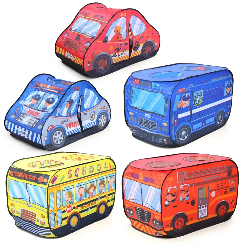Game House Play Tent Fire Truck Police Bus Foldable Pop Up Toy Playhouse Children Toy Tent Ice Cream Firefighting Model House