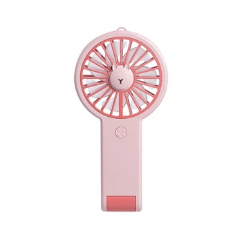 

Mini Rabbit Fan Rechargeable USB Fan Portable Handheld Fan Cooling Fan with 7 Color Lights Pink