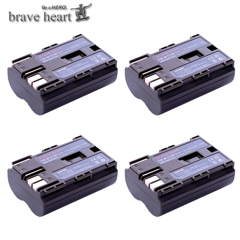 4battery МА/ч. аккумулятор BP-511A BP 511 511A BP511 BP-511 Батарея для Canon 300D 10D 20D 30D 40D 50D PowerShot G1 G2 G3 G5 G6 90 90IS камера - Цвет: 4battery
