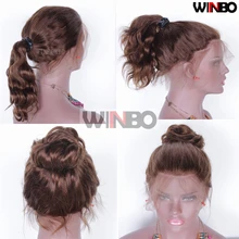 WINBO малазийские волосы объемная волна 13x6 кружевные передние парики remy черные женские парики 13x4 кружевные передние парики коричневый цвет