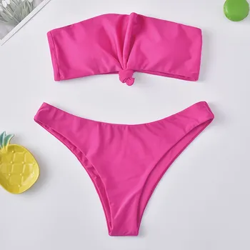 

Women Summer Two-Piece Swimwear Swimsuit Beach Bathing Suit Swim Wear Solid Color Tube Top Bikini Beachwear Bathing Suit #5.9