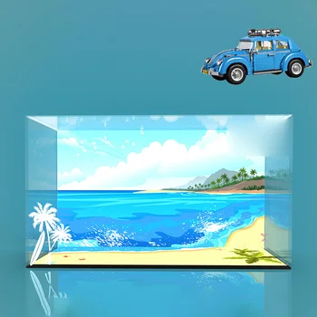 

Building Block Acrylic Dustproof Display Box Show Case Gift for Creator Expert Beetle 10252 (Display Box Only, No Kit) -2 Lights