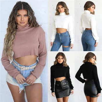 

Women's Long Sleeve Knitted Winter Warm Sweater Casual Jumper Pullover Crop Tops Slim Pullover Jumper Tops Sweatshirt Knitwear