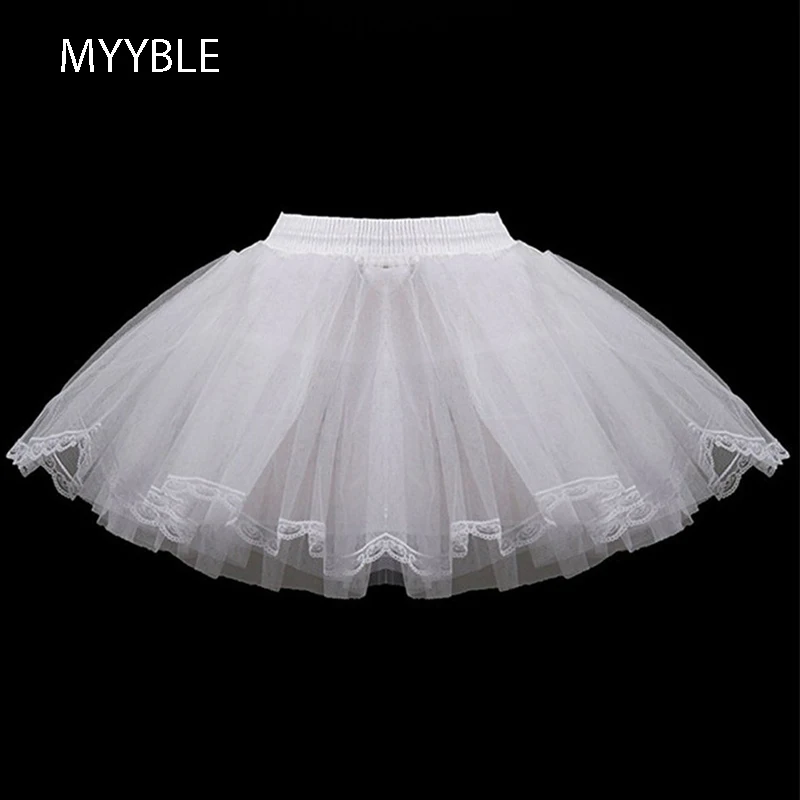 Petticoat Children 3 Layers Hoopless Short Petticoats Flower Girl Dress Crinoline for Wedding Little Girls/Kids/Child Underskirt