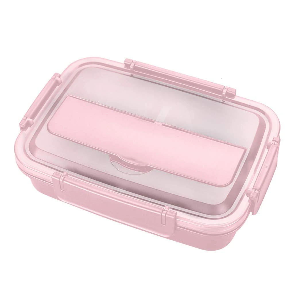 Transparent pink Bento коробки для взрослых детей из нержавеющей стали Термоизолированный Ланч-бокс 3 сетки контейнер для хранения продуктов Герметичный пищевой ящик - Цвет: Transparent pink