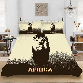 

Bedding set Bedclothes Include Duvet Cover Pillowcase Print Home Textile Bed Linen Lion Cartoon Baby Animal Soft King-Full Size