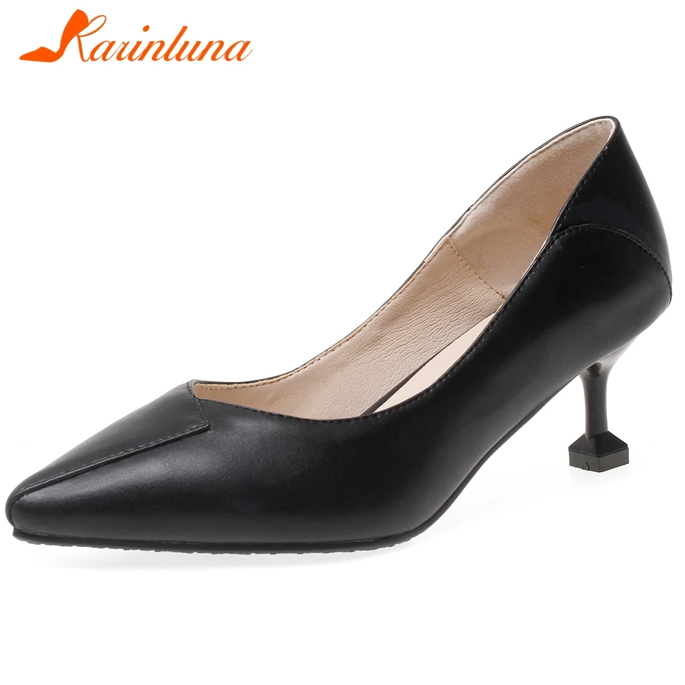 

Karinluna New Fashion 2020 Wholesale Pointed Toe Concise Pumps Woman Shoes Slip On Strange Style Office Lady Shoes Women Pumps