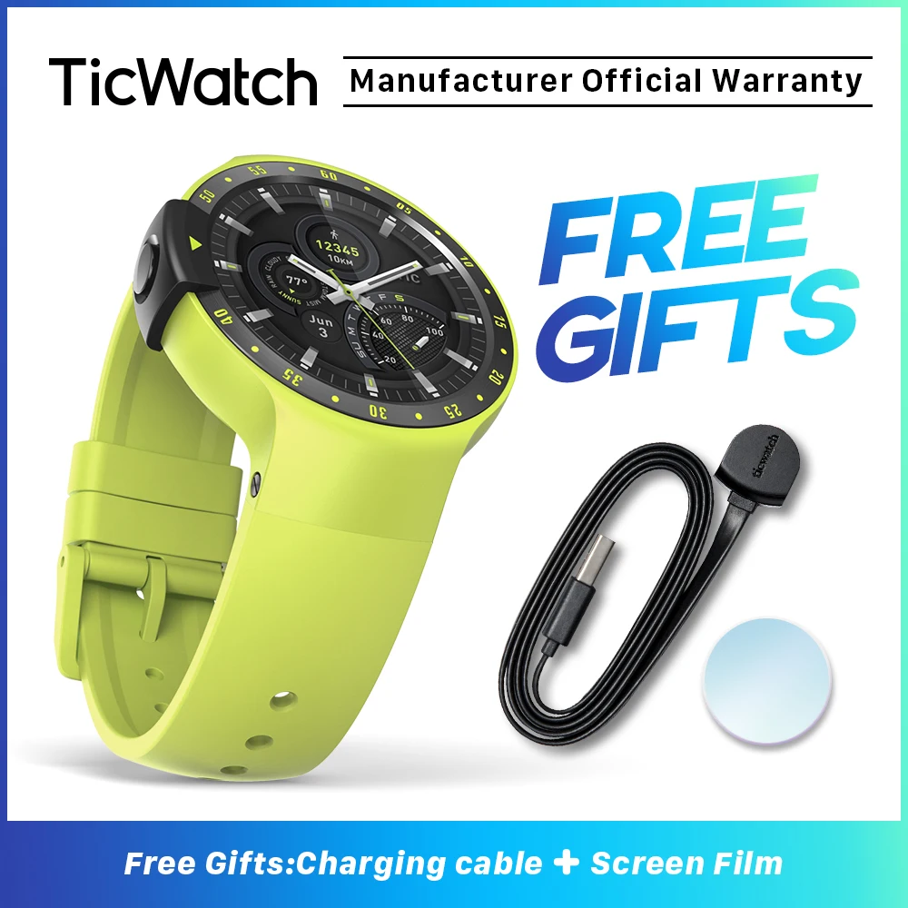 Смарт-часы TicWatch S Green Bluetooth gps умные часы для фитнеса Android и iPhone IP67