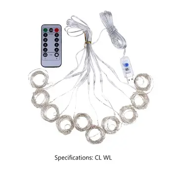 

100 LEDs USB Curtain String Light Brass Wire LED 8 Modes Holiday Home Decor