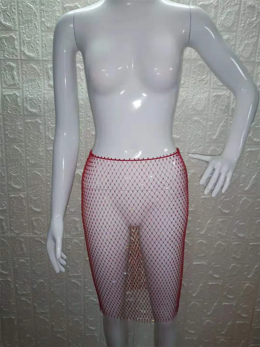 2019 летняя Клубная координатная сетка со стразами, Мини юбка флуоресцентного цвета, Прозрачная Сексуальная юбка, бикини, цепь для тела