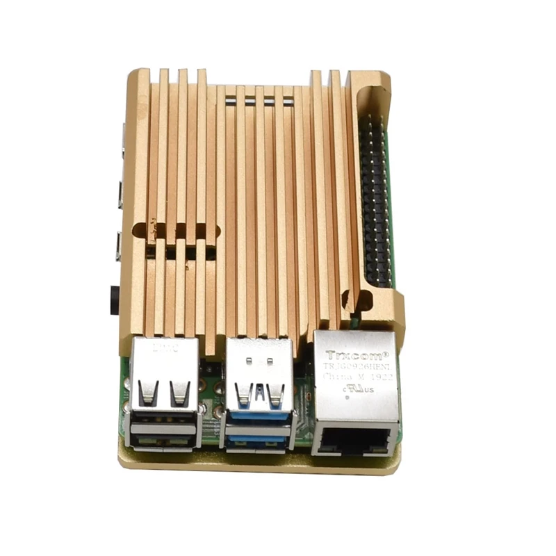

for Raspberry Pi 4 Model B 2GB RAM Support 2.4 / 5.0 GHz WIFI Bluetooth 5.0 with Aluminum CNC Alloy Protective Case(Gold)