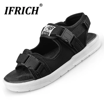 

2020 New Men Beach Sandals for Summer Cotton Fabric Man Sandals Hook & Loop Fashion Sandals Men Plus Size 47 48 Casual Shoes Man