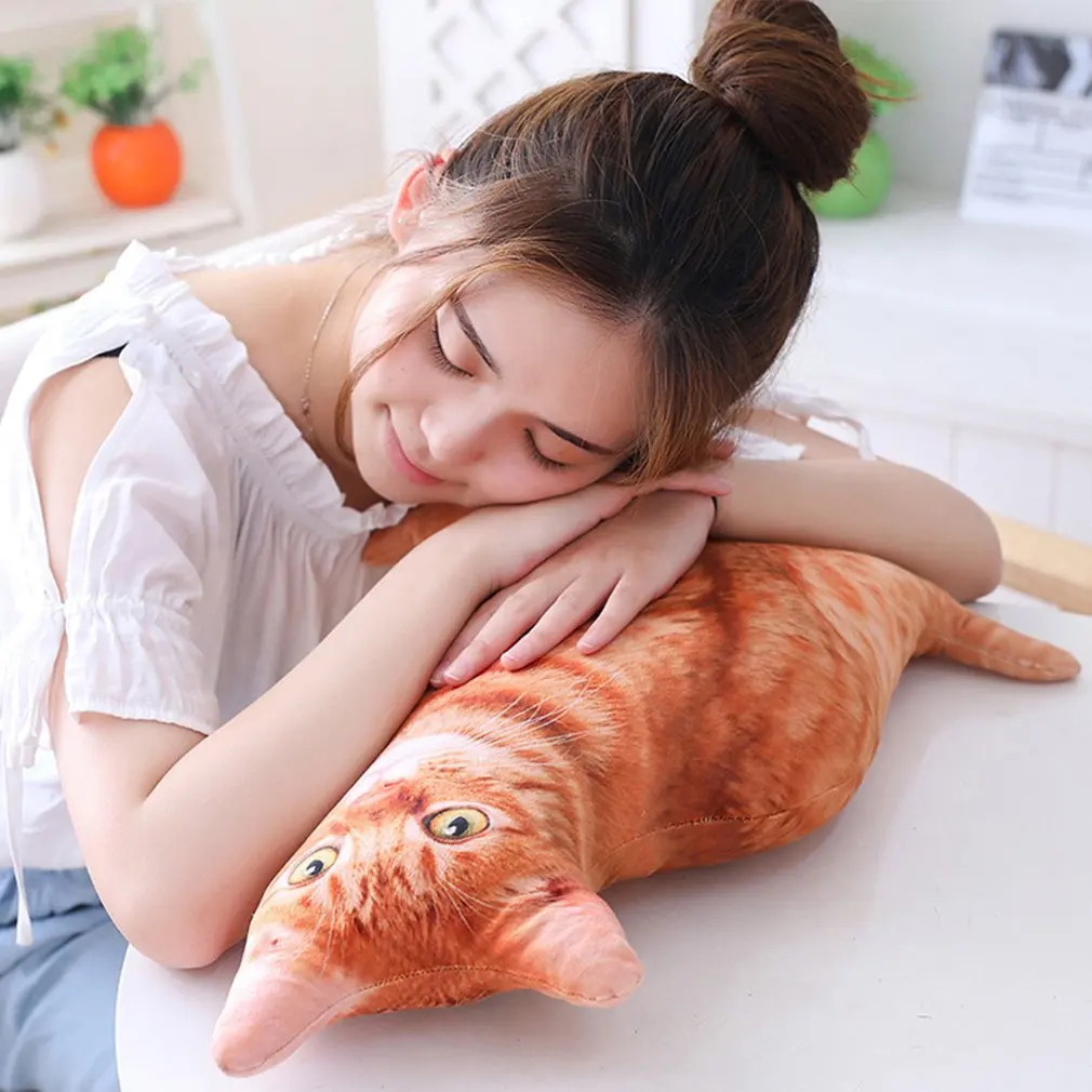 

50cm 3D Simulation Plush Cat Pillows Cute Cat Soft Stuffed Animals Cushion Sofa Decor Cartoon Plush Toys for Children Kids Gift