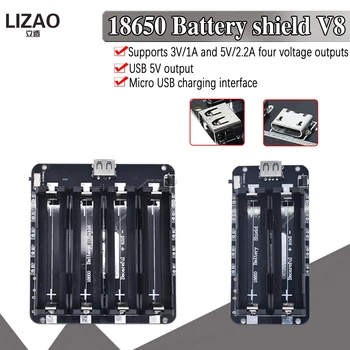 

Two Voltage 18650 Lithium Battery Shield V8 Mobile Power Expansion Board Module 5V/3A 3V/1A Micro USB For Arduino ESP32 ESP8266