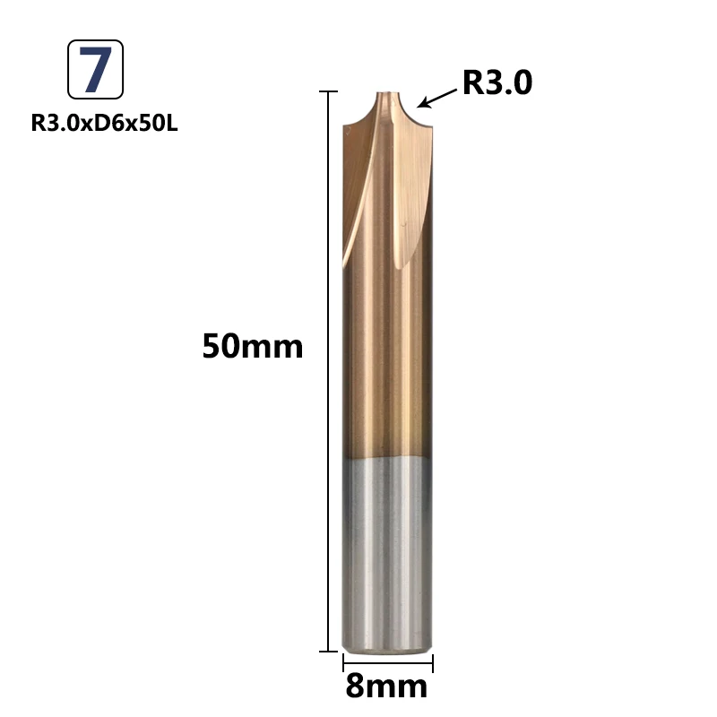 R3xD8x50L XCAN 1 шт. тикс Карбид с покрытием Концевая мельница R0.5-R5.0 угловая округление фреза ЧПУ станок роутер бит - Длина режущей кромки: R3xD8x50L