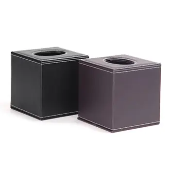 

PU Leather Square Facial Tissue Box Cover Napkin Holder Paper Towel Dispenser Container Household Office Cube for Home Car Decor