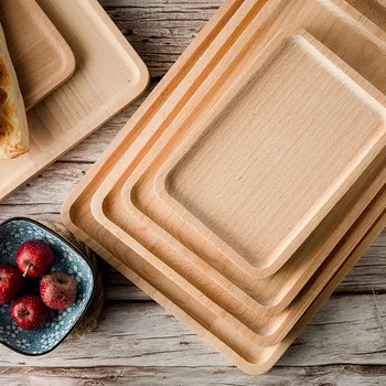 

Square Wooden Trays Eco-Friendly Wood Tableware Japanese Snack Foods Serving Platter Kitchen Tea Cups Tableware Decorative Tray