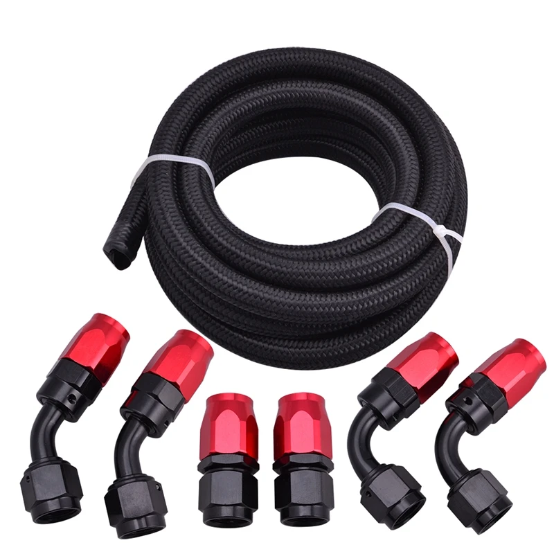 

3 Meter AN10 10AN Nylon&Stainless Steel Braided Hose+AN10 Hose End Fittings Adaptor Kit Oil/Fuel/Water Hose Line