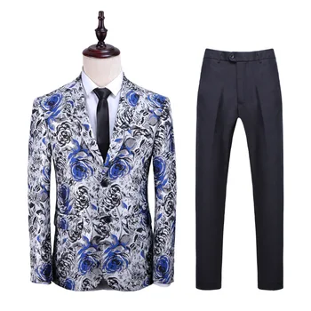 

2019 men printed suit fashion studio suit to cultivate one's morality leisure suit