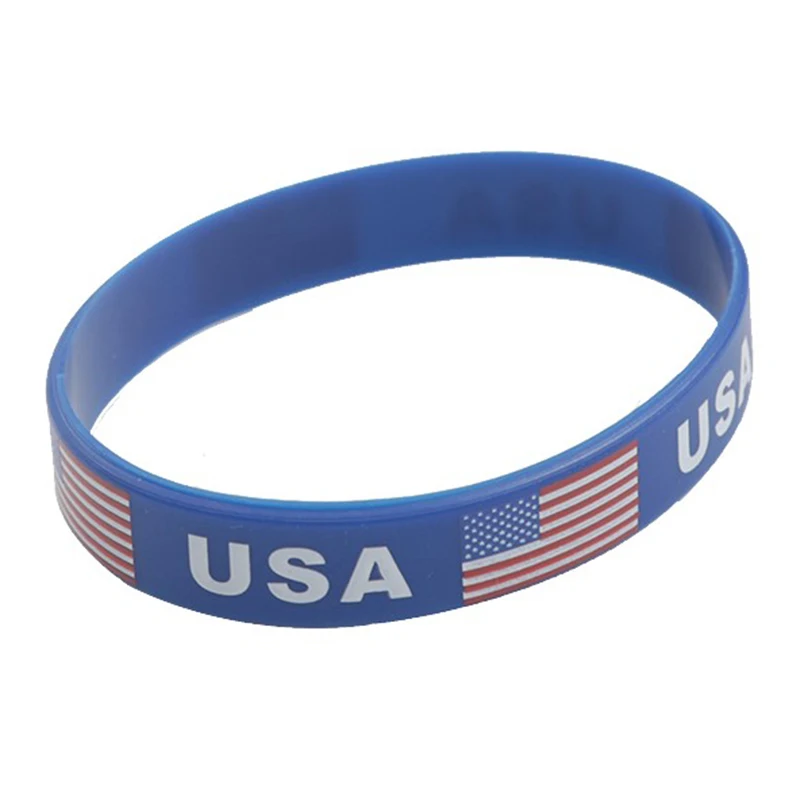 2pc Fashion National Flag Silicone Bracelets Wristband Print Sport ID Men Rubber Wrist Band Outdoor Accessories Fan Supplies New