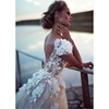 Champagne Boho Wedding Dresses luxury Sexy Backless Princess Bridal Dress Lace Appliques 3D Flowers Beach Long Wedding Gown 4