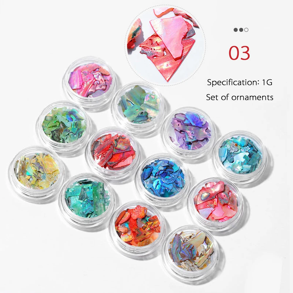 Set - 03 12 коробок/набор украшения для ногтей 3D ультра тонкий естественный неправильной формы Абалон хлопья оболочки камешки для дизайна ногтей Подвески Блестки аксессуары комплект - Цвет: Set - 03