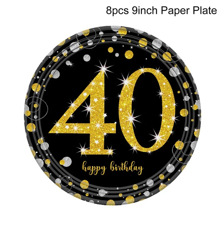 PATIMATE черный Золотой Фон Happy 30 40 50 день рождения украшения для взрослых 30th день рождения 40th 50th вечерние принадлежности для декора - Цвет: style 33
