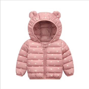 

Middle Small Children Jacket 2020 New Autumn Winter Boys Cartoon Hooded Jacket Baby Girl Long-sleeved Jacket Infant Out Clothes