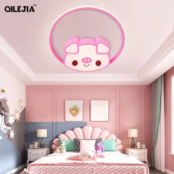 

Modern Led Chandelier Lights For Living Room Bedroom Pink White Cartoon Pig Kids Lamps Home Deco Lighting Luminaire Fixtures