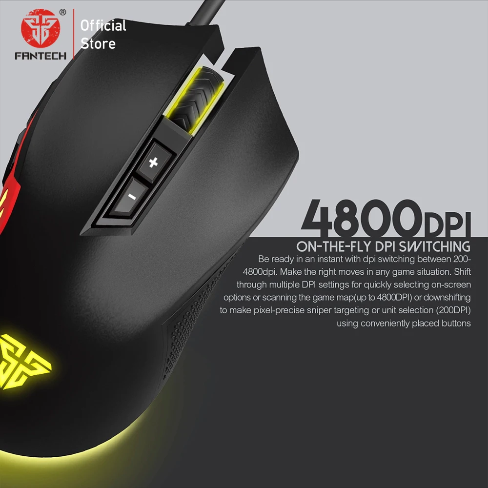 FANTECH X15 Оптическая Проводная игровая мышь, регулируемая, 4800 dpi, 20 миллионов циклов, 7 кнопок, профессиональная Макросъемка, игровая мышь для ПК