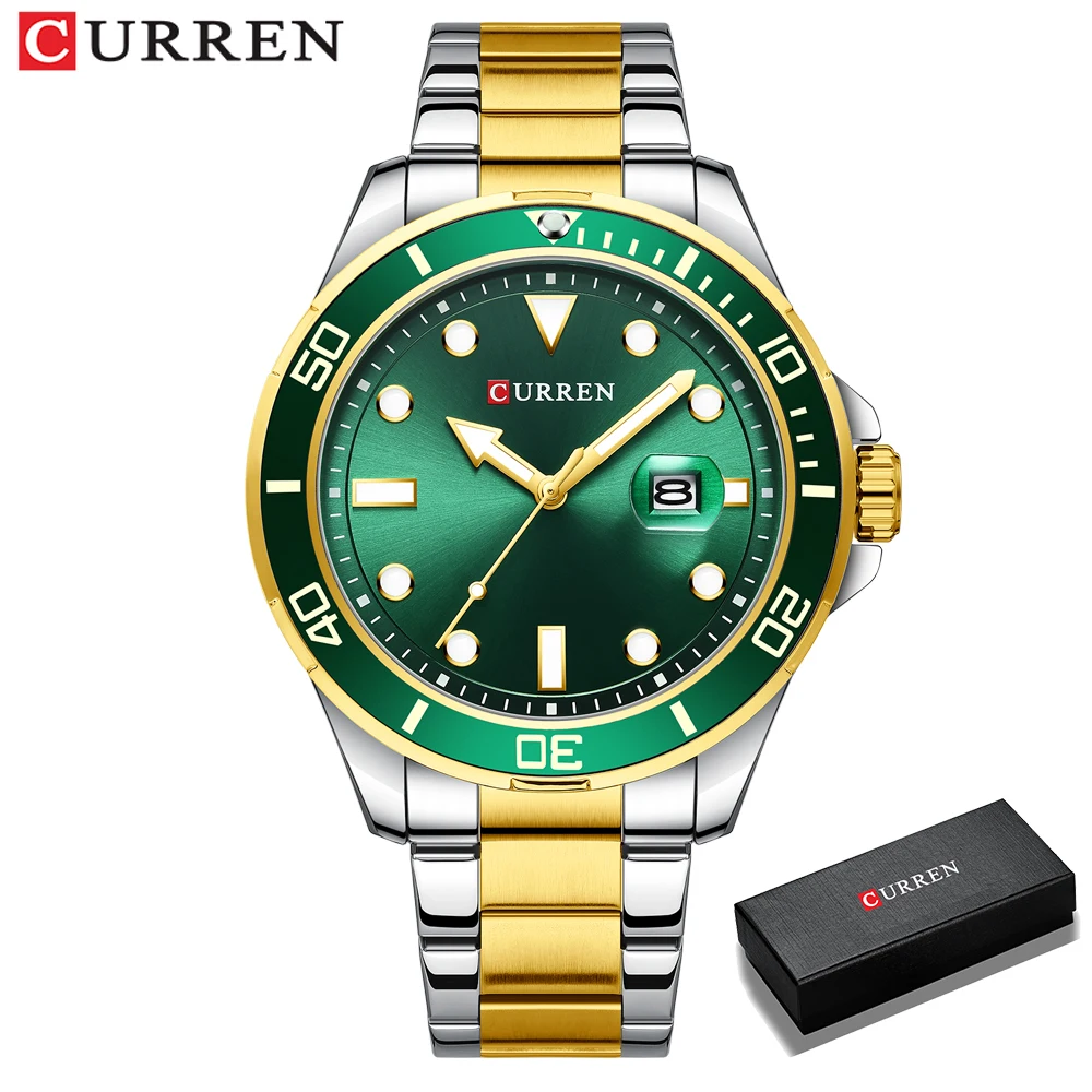 gold green box