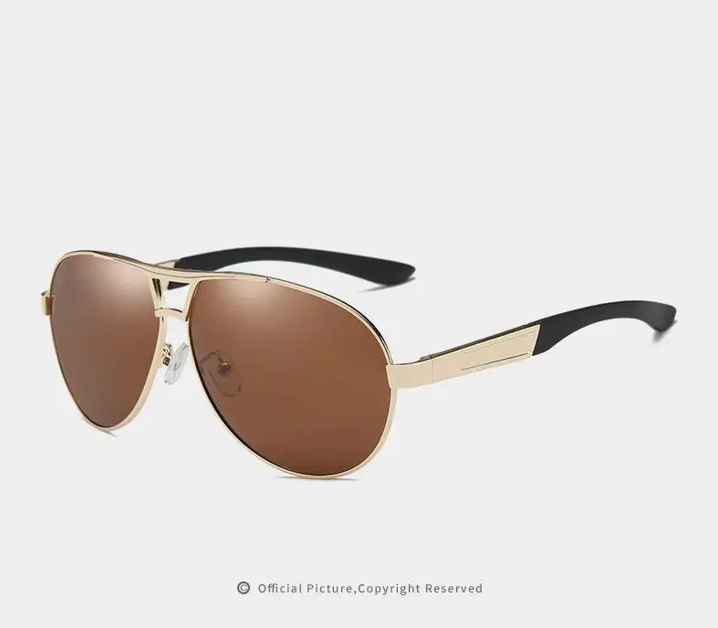Classic Black Pilot Sunglasses Men Polarized Eyeglasses Cool Driving Anti Glare Goggles For Male Retro Brand Oculos De Sol UV400 - Цвет линз: GOLD BROWN