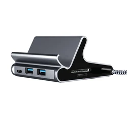 Concentrador siete en uno a HDMI, compatible + PD + Usb3.0x2 + Rj45 + lector de tarjetas, conector tipo C