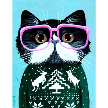 

Cat Full Display Square/Round Animal Diamond Embroidery 5D Diamond Painting Cross Stitch Rhinestone Picture Diamont Home Decor