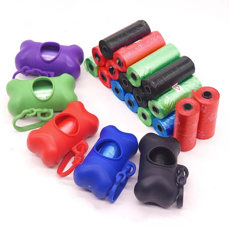 Dispensador de bolsas de basura de plástico para mascotas, portador dispensador de bolsas de basura, 1 rollo