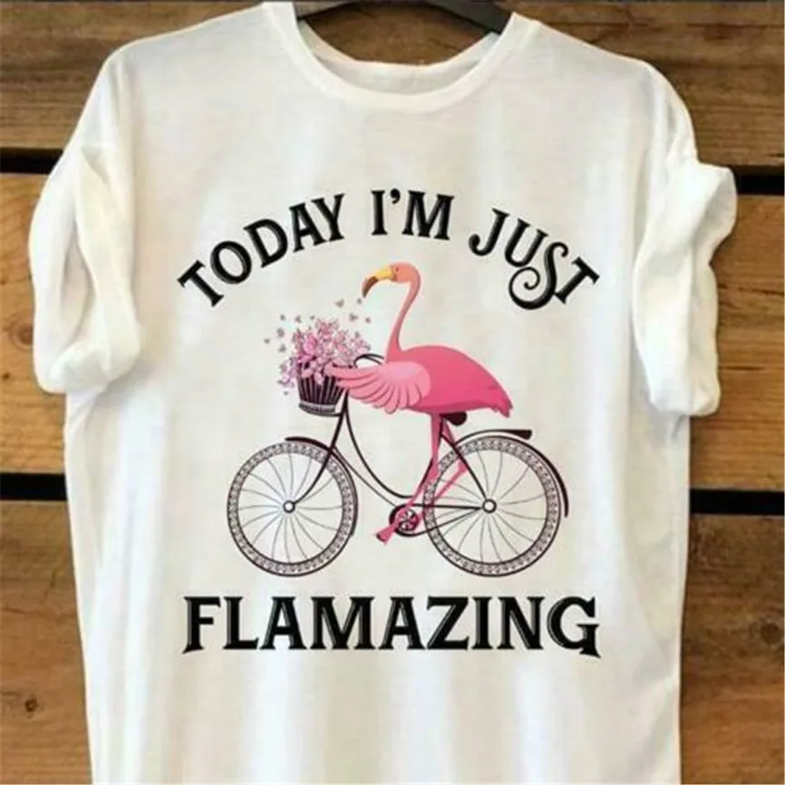 Фламинго сегодня I'M Just Flamazing женская футболка хлопок S-3Xl свободный размер Топ Ajax