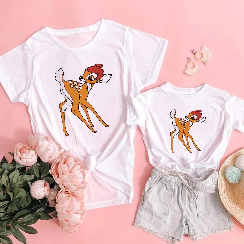 Disney Bambi Deer Children Tshirt Daddy Son T Shirt Mommy Daddy and Baby Kids Family Matching Clothes Outfit father and son matching outfits Family Matching Outfits