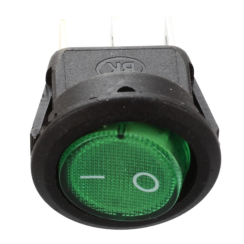 5 Pcs 3 Pin SPST Green Neon Light On/Off Round Rocker Switch AC 6A/250V 10A/125V | Обустройство дома
