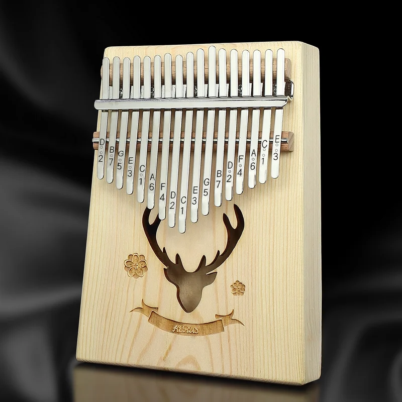 Kerus 17 teclas piano de pulgar Kalimba hecho por una sola placa de madera de caoba cuerpo instrumento Musical - Цвет: elk